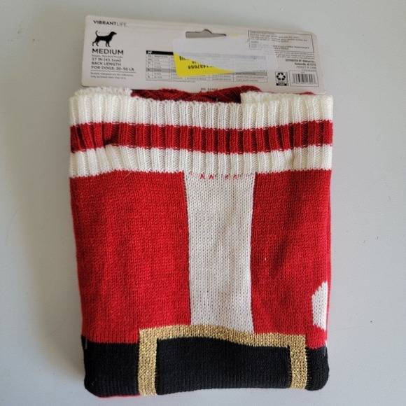 Vibrant Life Pet Christmas Sweater Santa Red Knit Medium 17" Dogs 20-50 lbs NWT - Picture 4 of 7